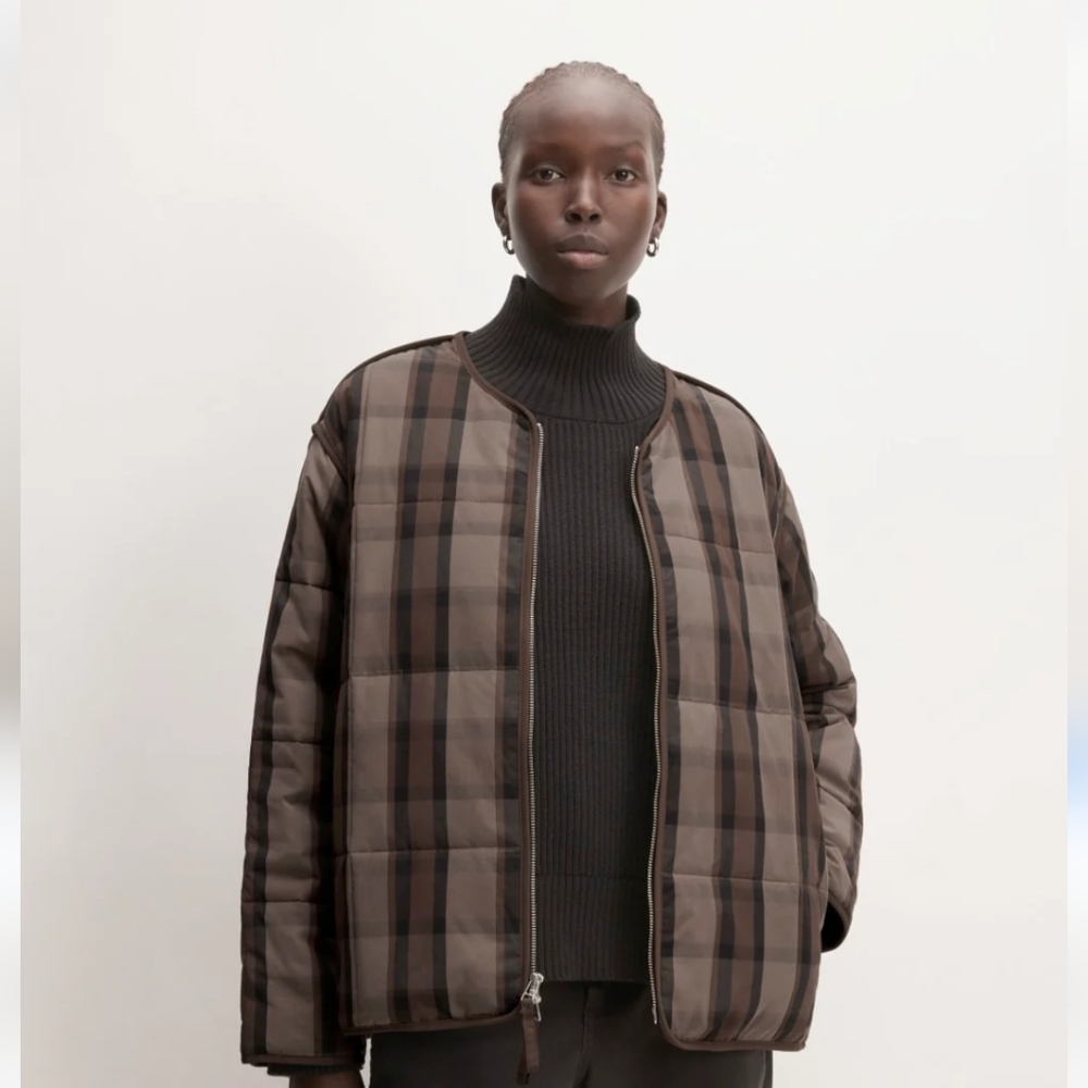 Brown Plaid Quilted Jacket